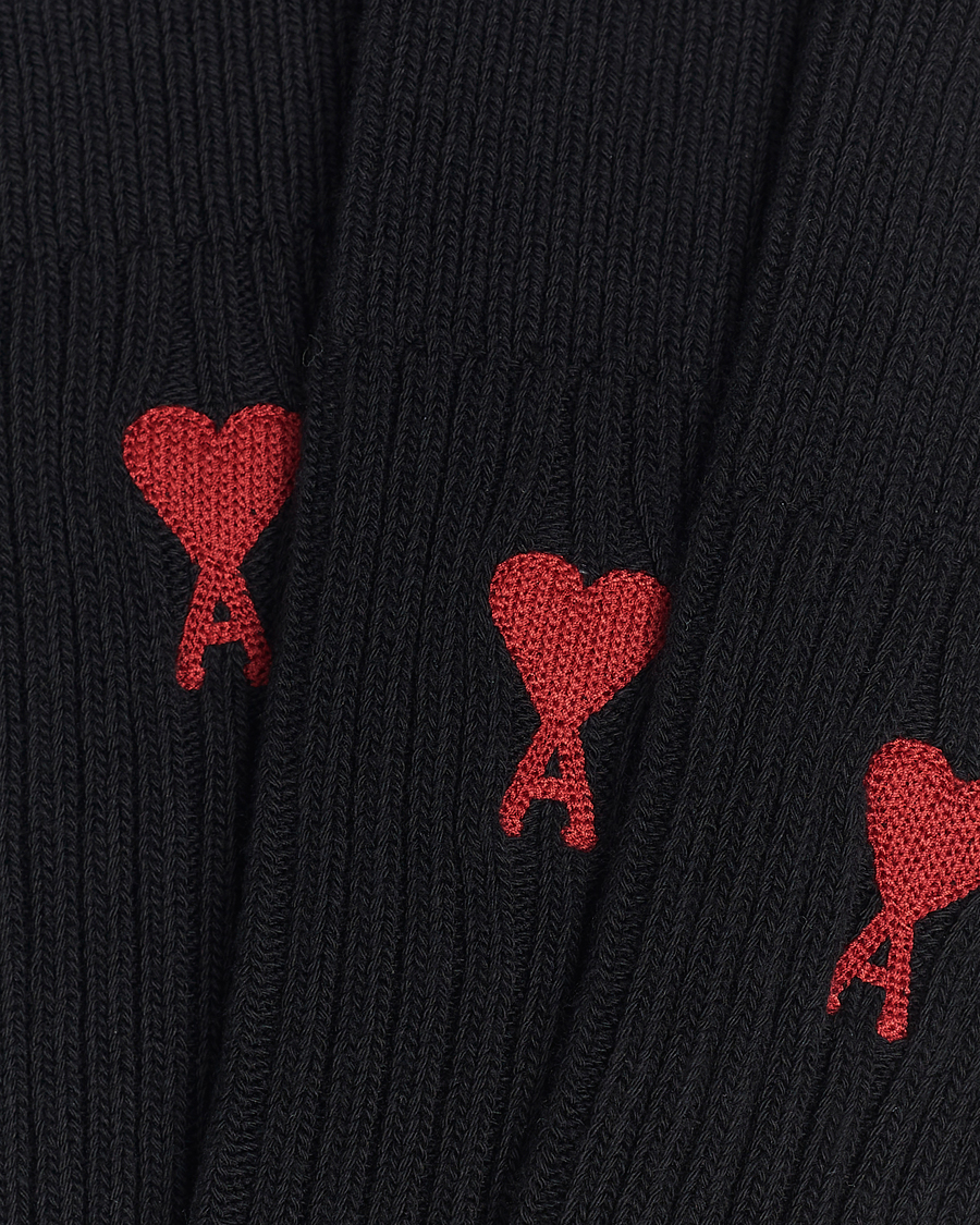 Heren | AMI | AMI | 3-Pack Heart Socks Black
