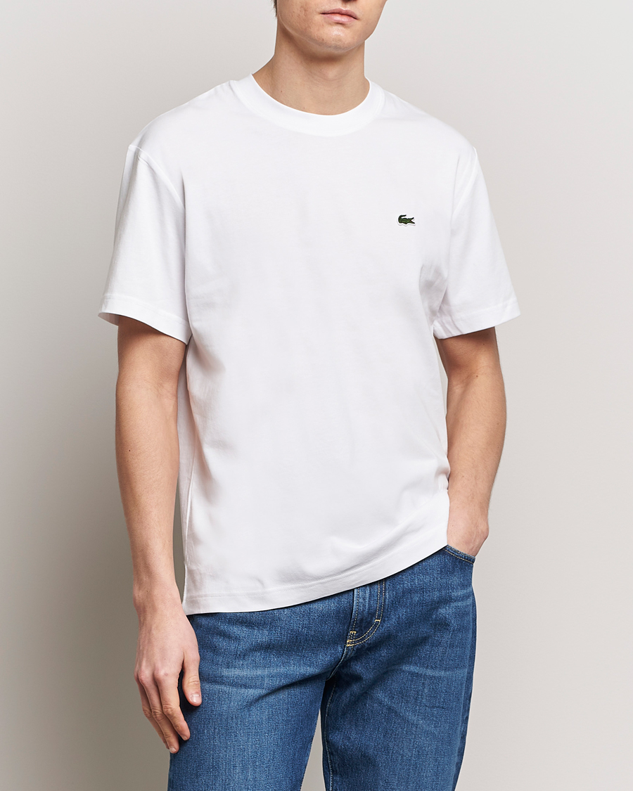 Heren | T-shirts | Lacoste | Regular Fit Heavy Crew Neck T-Shirt White