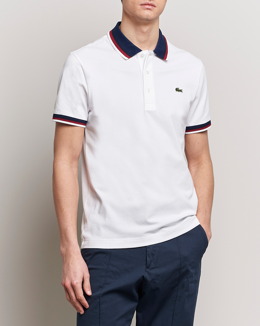 Heren | Poloshirts met korte mouwen | Lacoste | Regular Fit Tipped Polo White