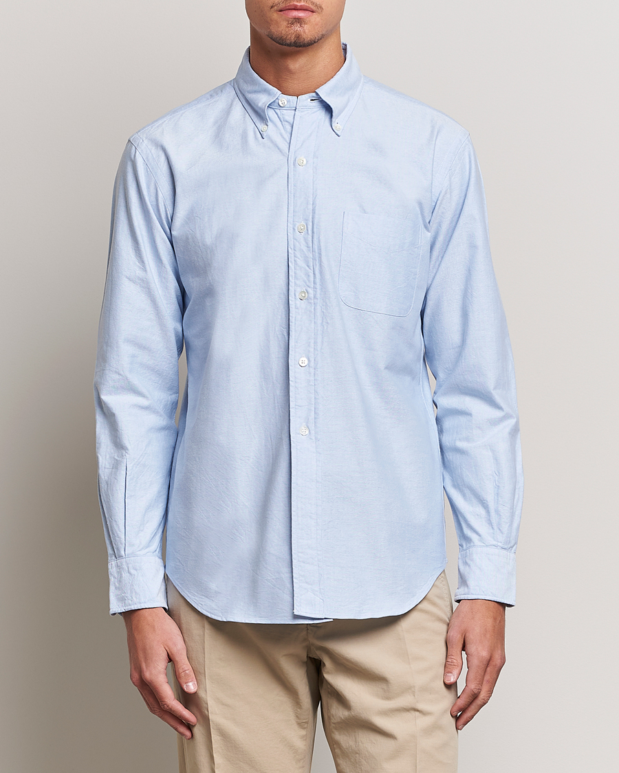 Heren |  | Kamakura Shirts | Vintage Ivy Oxford Button Down Shirt Light Blue