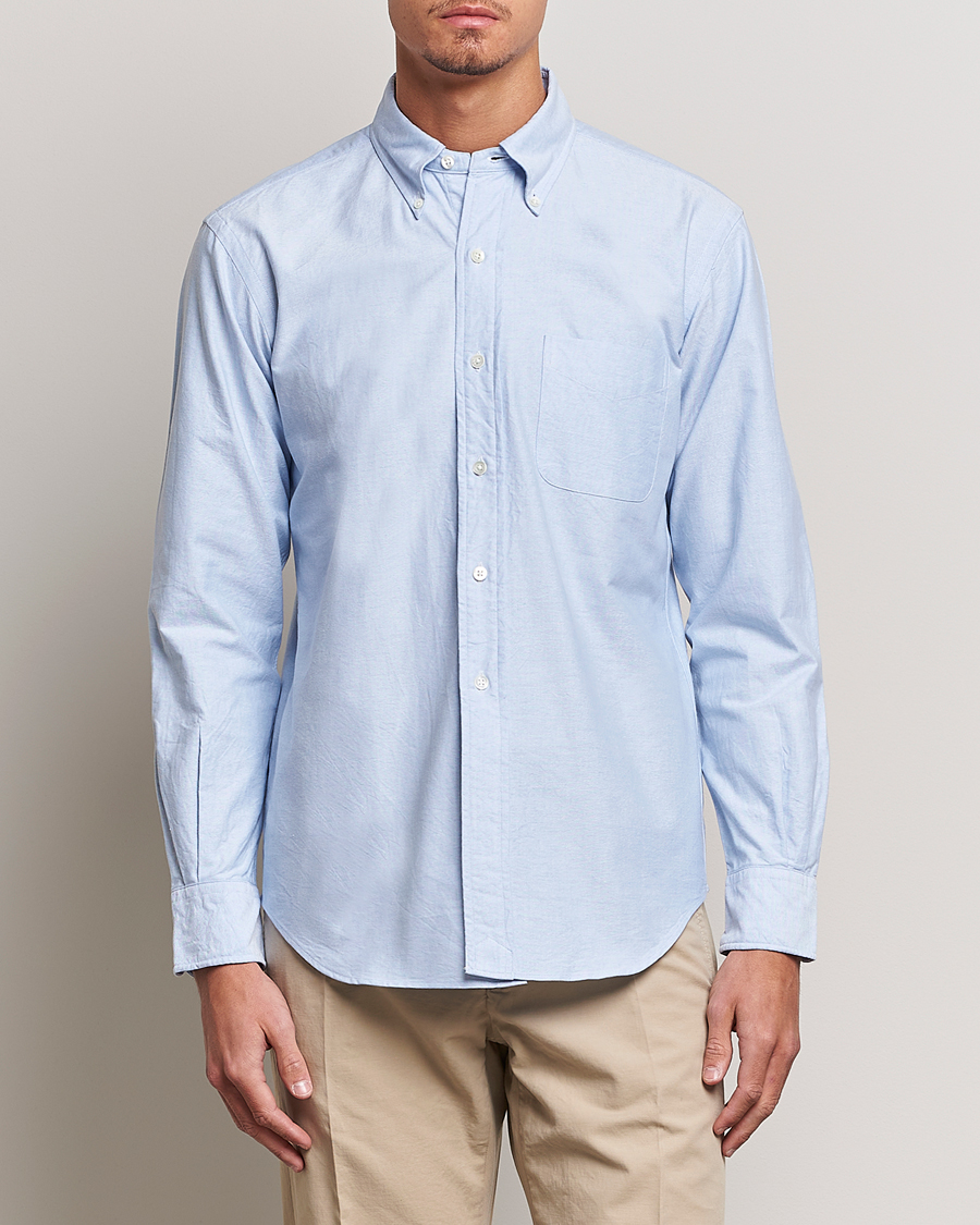 Heren | Kleding | Kamakura Shirts | Vintage Ivy Oxford Button Down Shirt Light Blue