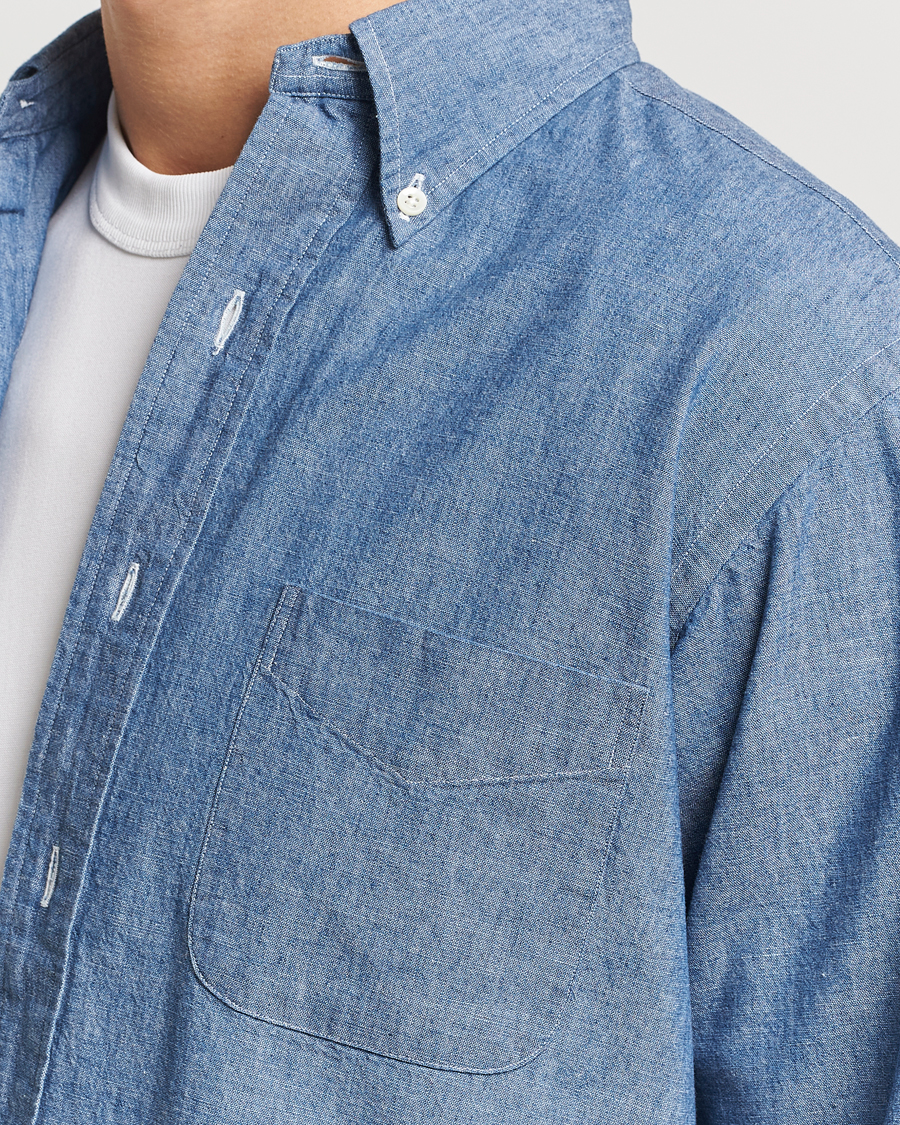 Heren | Overhemden | Kamakura Shirts | Vintage Ivy Chambray Button Down Shirt Blue