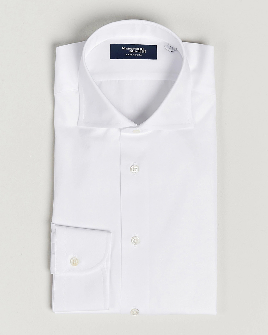 Heren | Overhemden | Kamakura Shirts | Slim Fit Broadcloth Dress Shirt White