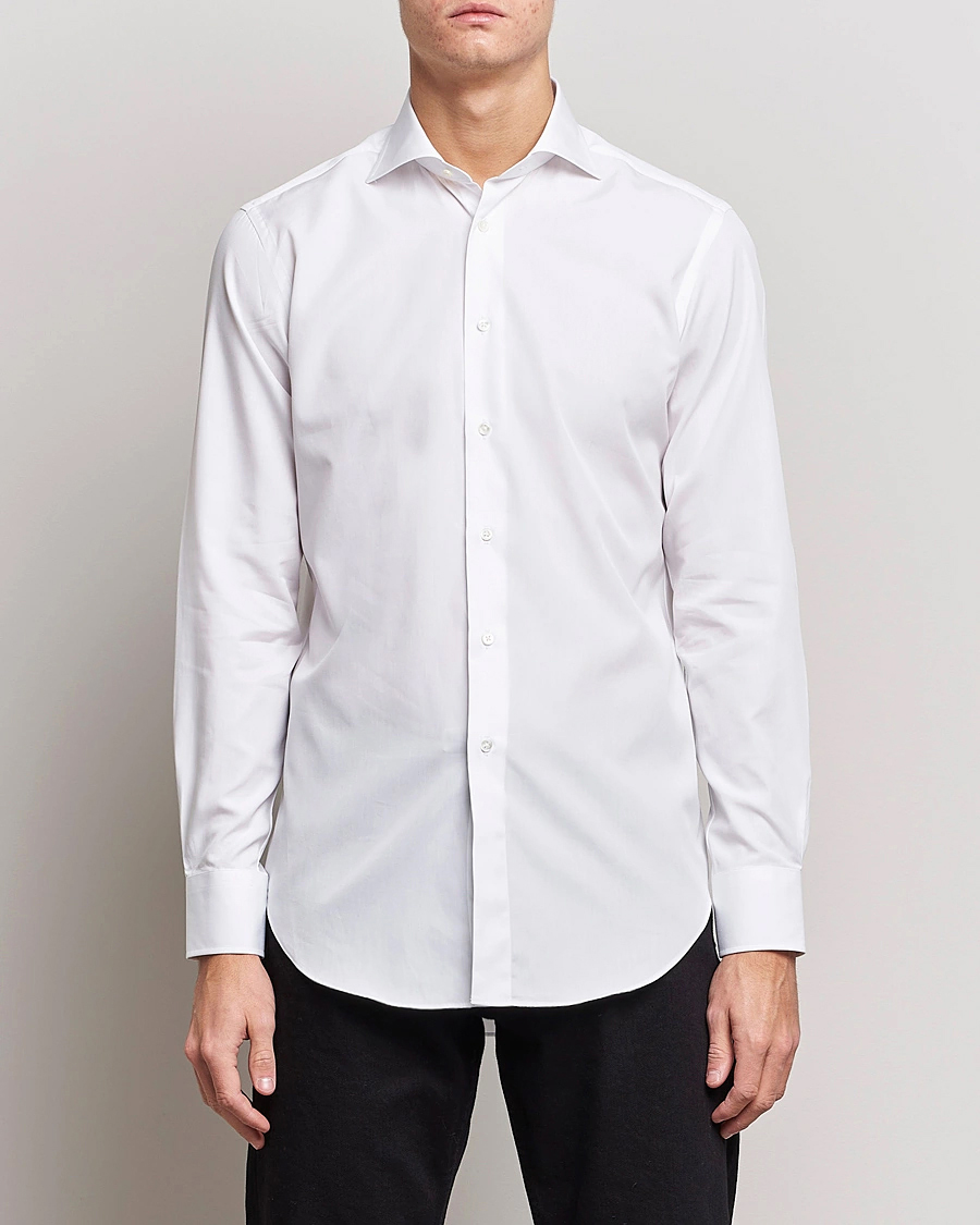 Heren | Overhemden | Kamakura Shirts | Slim Fit Broadcloth Dress Shirt White