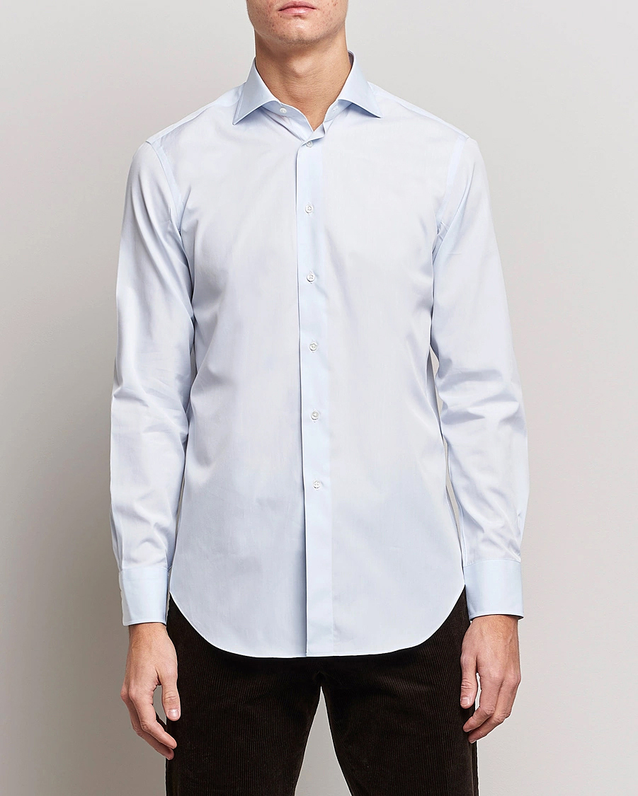 Heren | Overhemden | Kamakura Shirts | Slim Fit Broadcloth Dress Shirt Light Blue