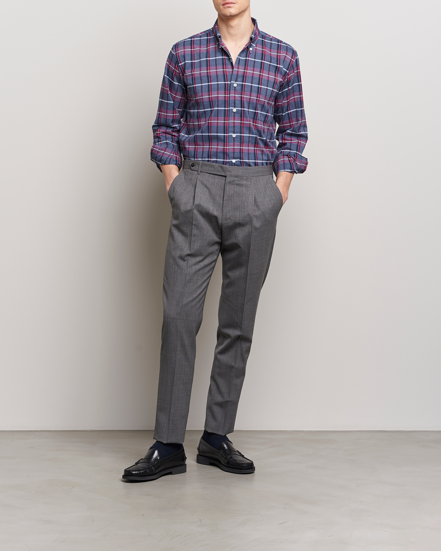 Heren | Overhemden | Kamakura Shirts | Vintage Ivy Button Down Shirt Blue Madras