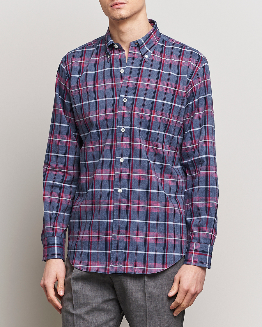 Heren | Overhemden | Kamakura Shirts | Vintage Ivy Button Down Shirt Blue Madras