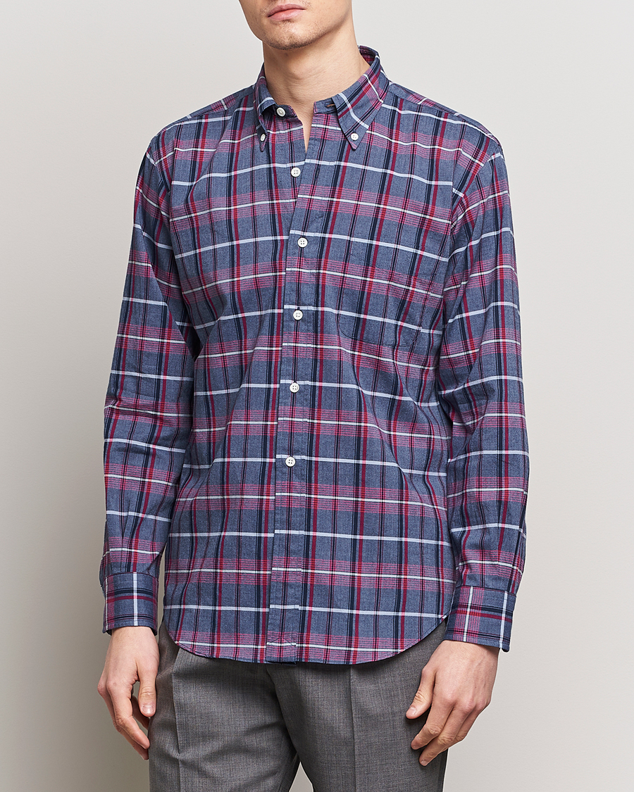 Heren |  | Kamakura Shirts | Vintage Ivy Button Down Shirt  Blue Madras