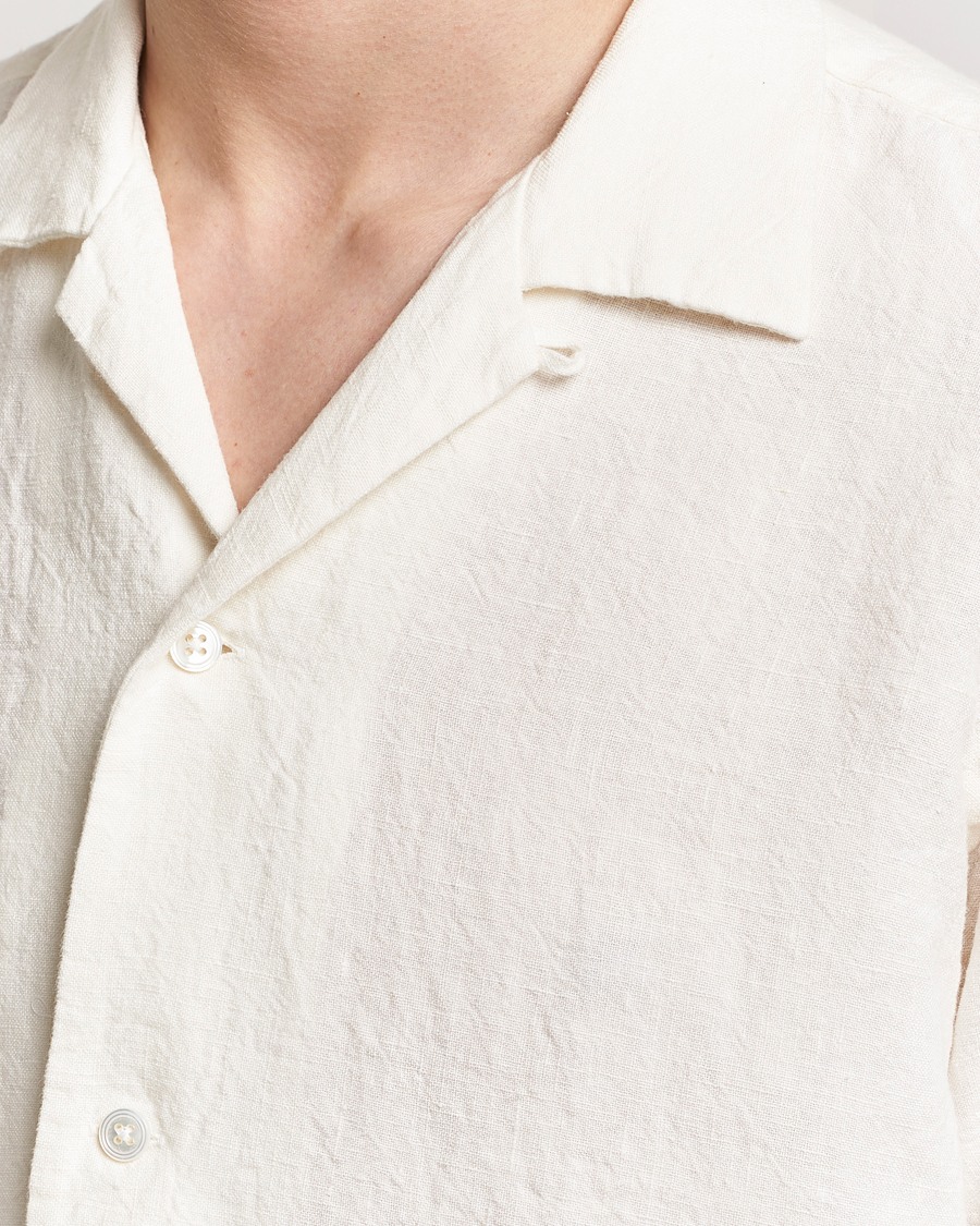 Heren | Overhemden | Kamakura Shirts | Vintage Ivy Heavy Linen Beach Shirt White