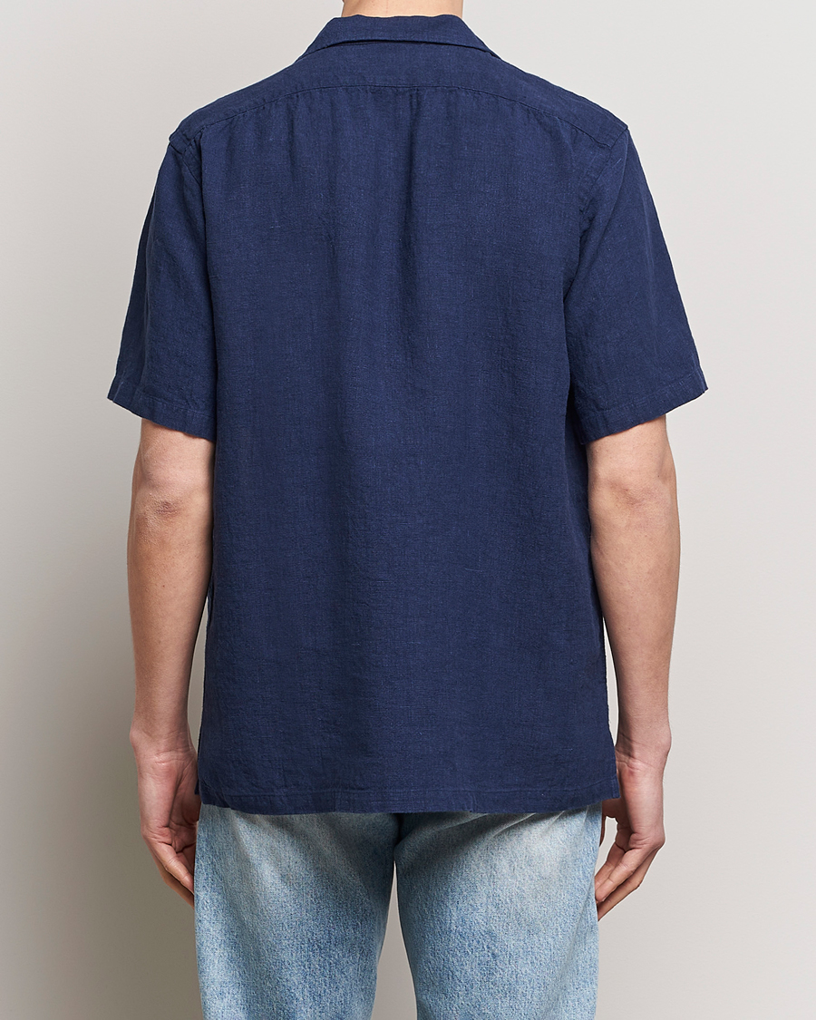 Heren | Overhemden | Kamakura Shirts | Heavy Linen Beach Shirt Navy