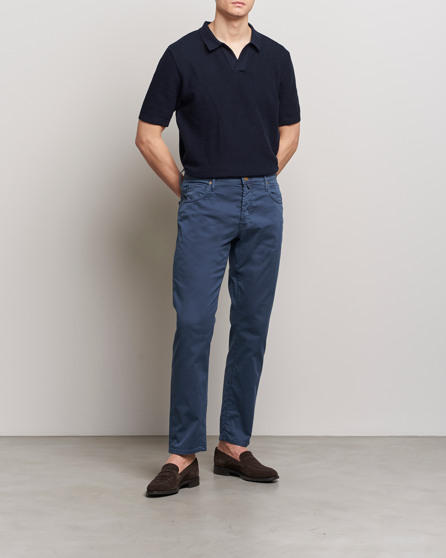 Heren | Broeken | Incotex | 5-Pocket Cotton/Stretch Pants Navy