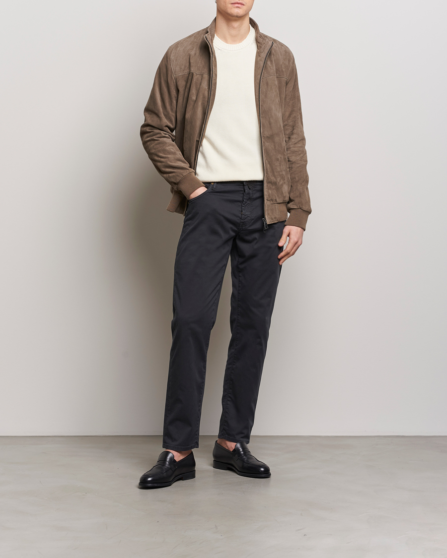 Heren | Broeken | Incotex | 5-Pocket Cotton/Stretch Pants Black
