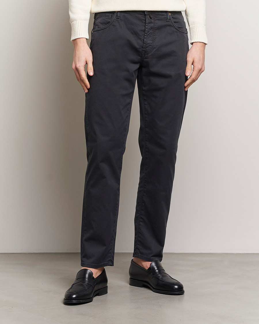 Heren | Casual broeken | Incotex | 5-Pocket Cotton/Stretch Pants Black
