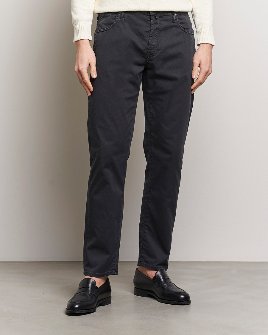 Heren |  | Incotex | 5-Pocket Cotton/Stretch Pants Black