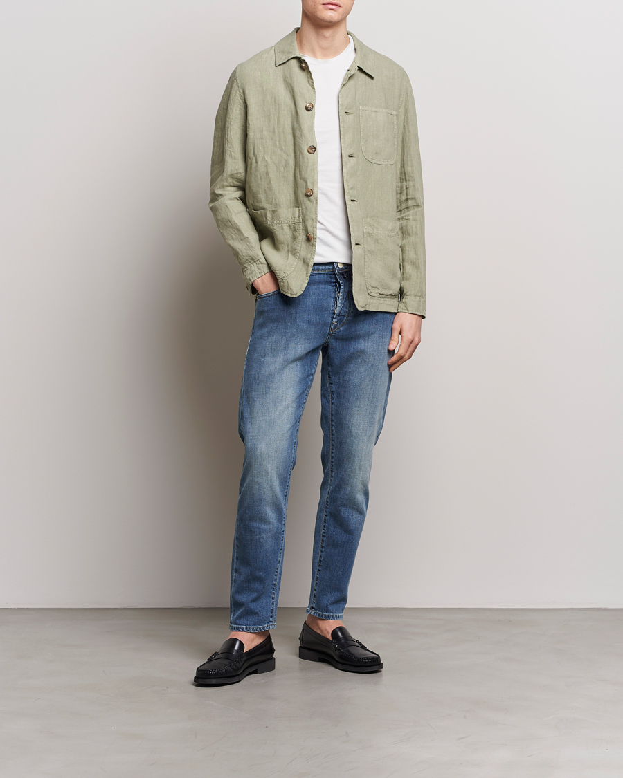 Heren | Jeans | Incotex | 5-Pocket Stretch Denim Medium Blue