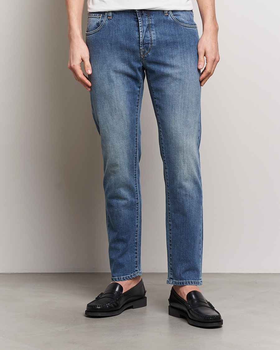 Heren | Jeans | Incotex | 5-Pocket Stretch Denim Medium Blue