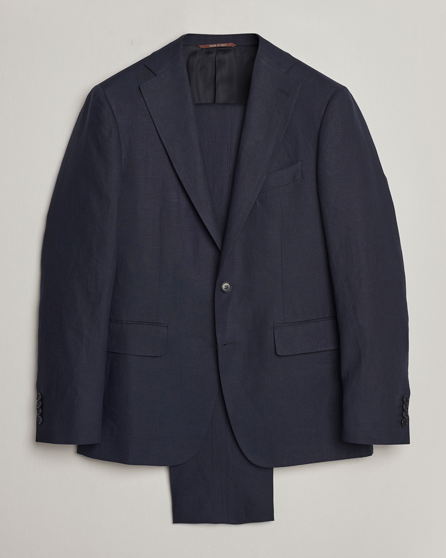 Heren | Pakken | Canali | Capri Linen Suit Navy
