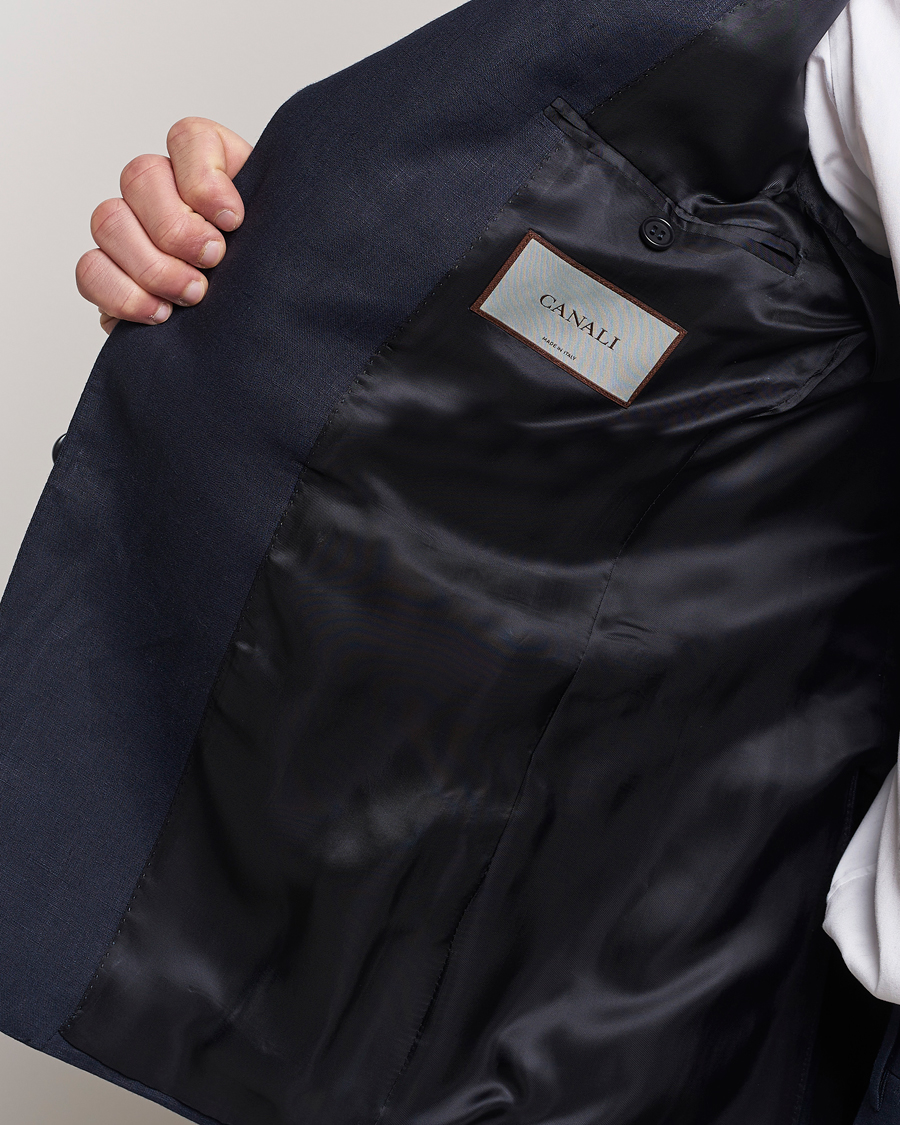 Heren | Pakken | Canali | Capri Linen Suit Navy