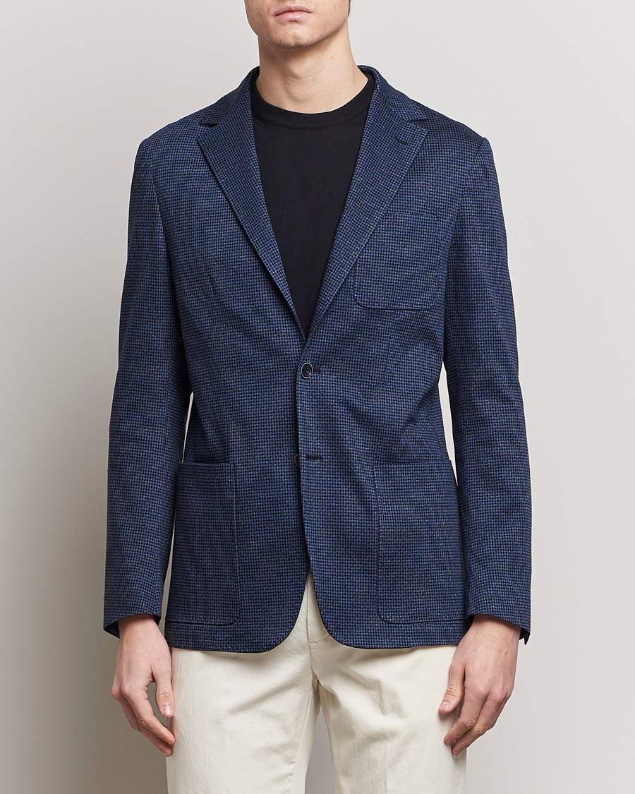 Heren |  | Canali | Micro Check Jersey Blazer Navy