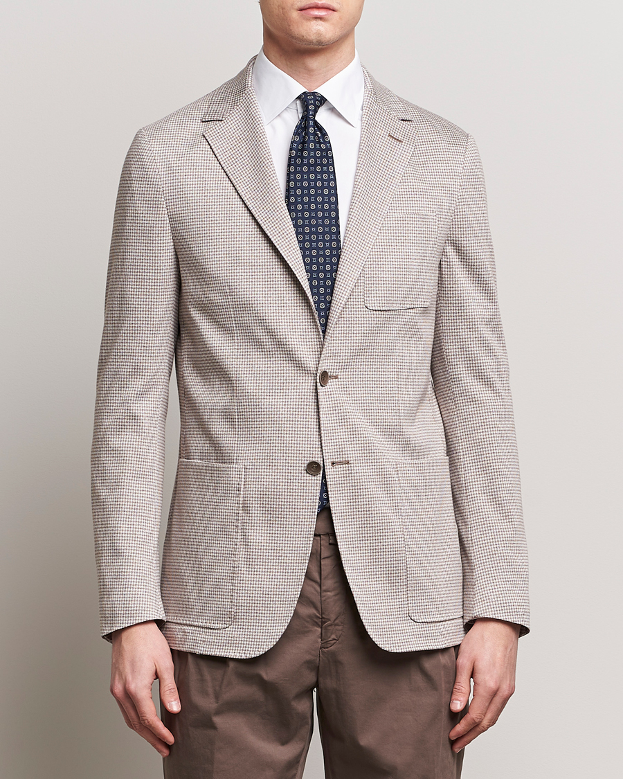 Heren | Italian Department | Canali | Micro Check Jersey Blazer Light Beige