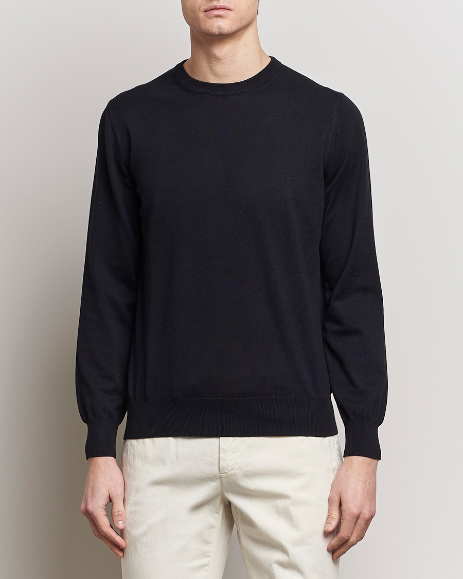 Heren | Ronde hals truien | Canali | Cotton Crew Neck Pullover Black