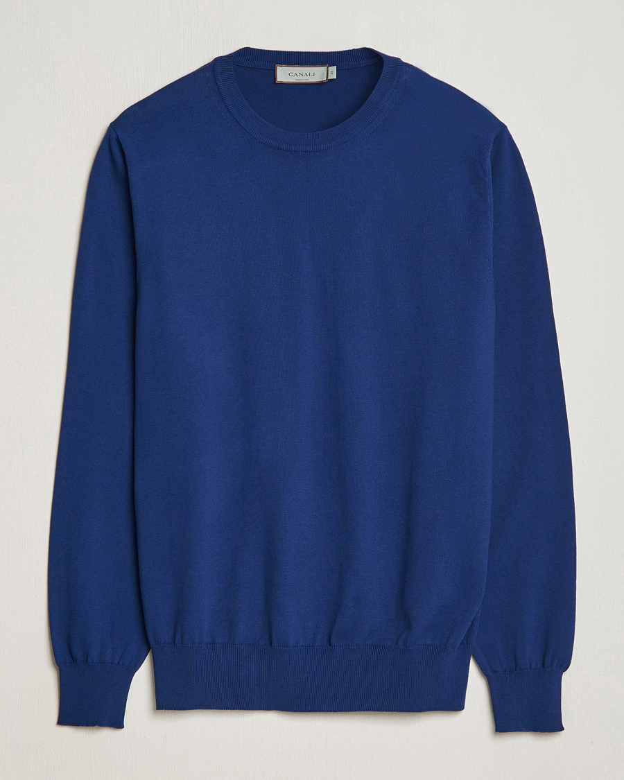 Heren | Truien | Canali | Cotton Crew Neck Pullover Royal Blue
