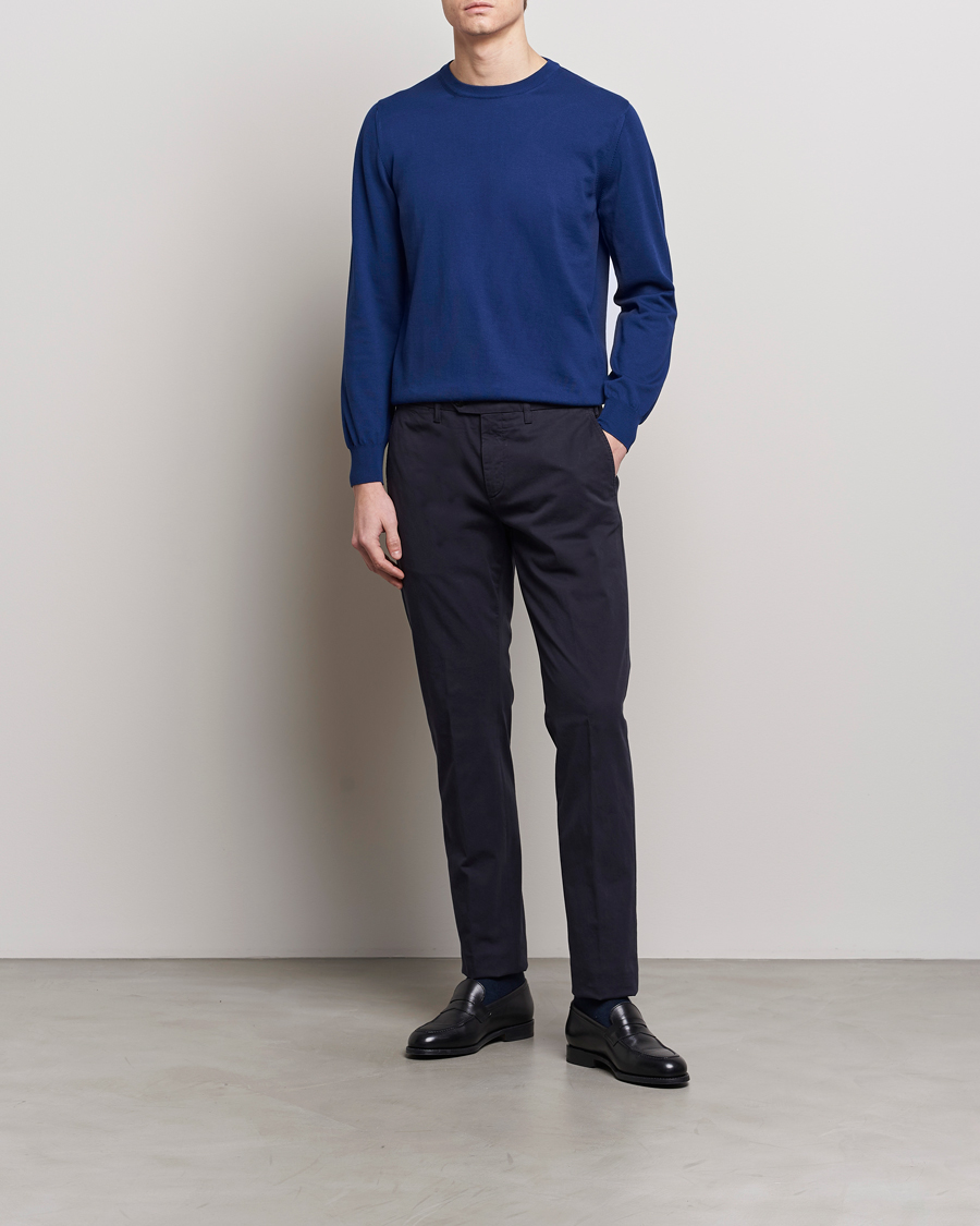 Heren | Truien | Canali | Cotton Crew Neck Pullover Royal Blue