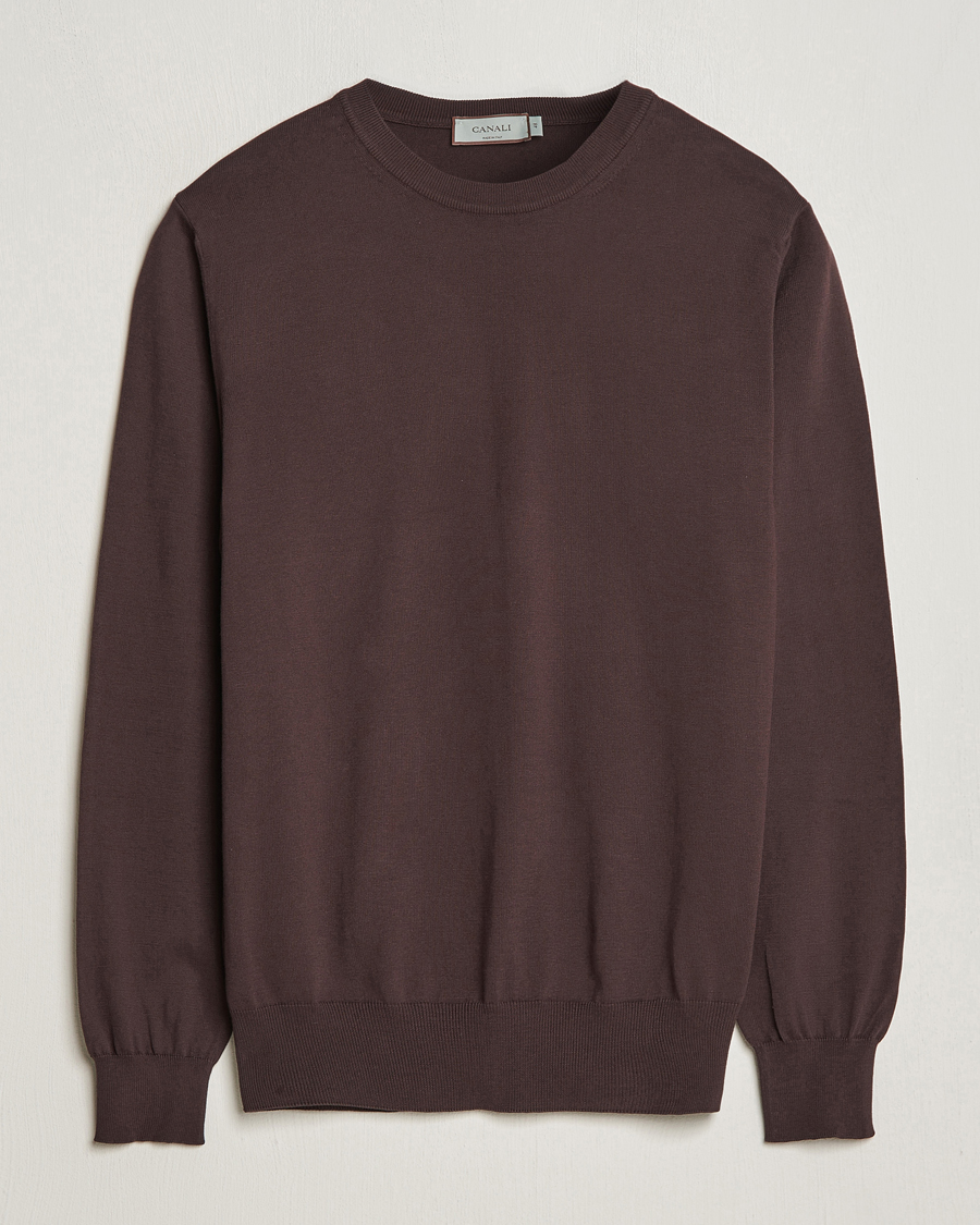 Heren | Truien | Canali | Cotton Crew Neck Pullover Dark Brown