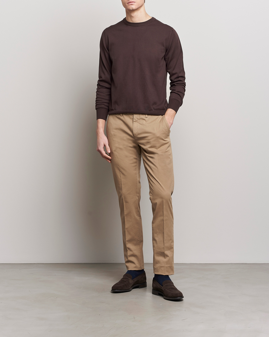 Heren | Truien | Canali | Cotton Crew Neck Pullover Dark Brown