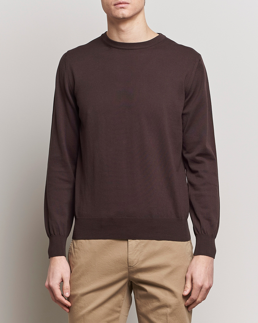 Heren | Truien | Canali | Cotton Crew Neck Pullover Dark Brown