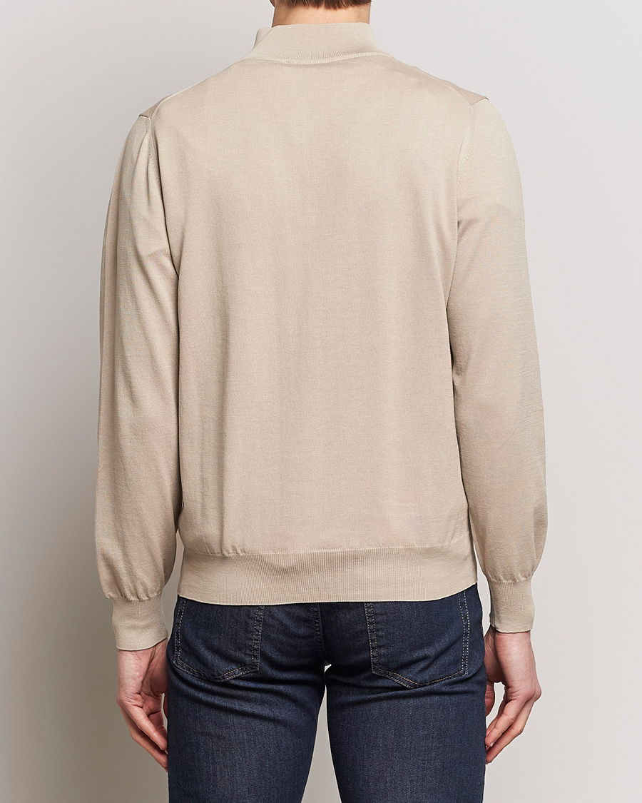 Heren | Truien | Canali | Cotton Half Zip Sweater Beige