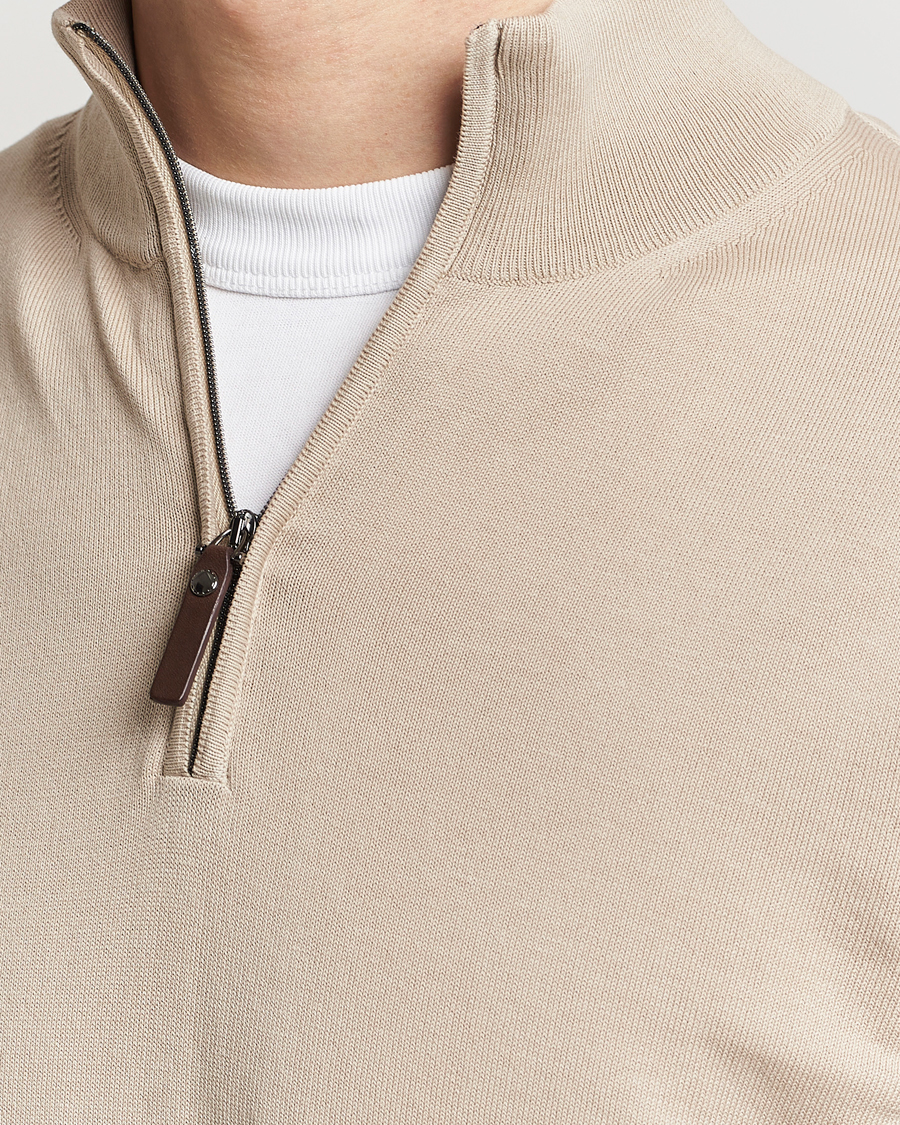 Heren | Truien | Canali | Cotton Half Zip Sweater Beige