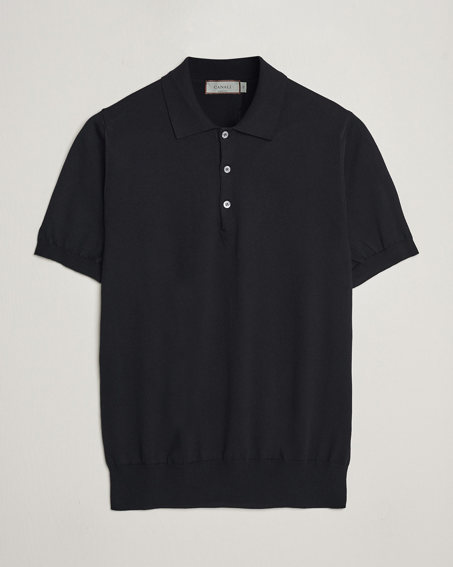 Heren | Polo's | Canali | Cotton Short Sleeve Polo Black