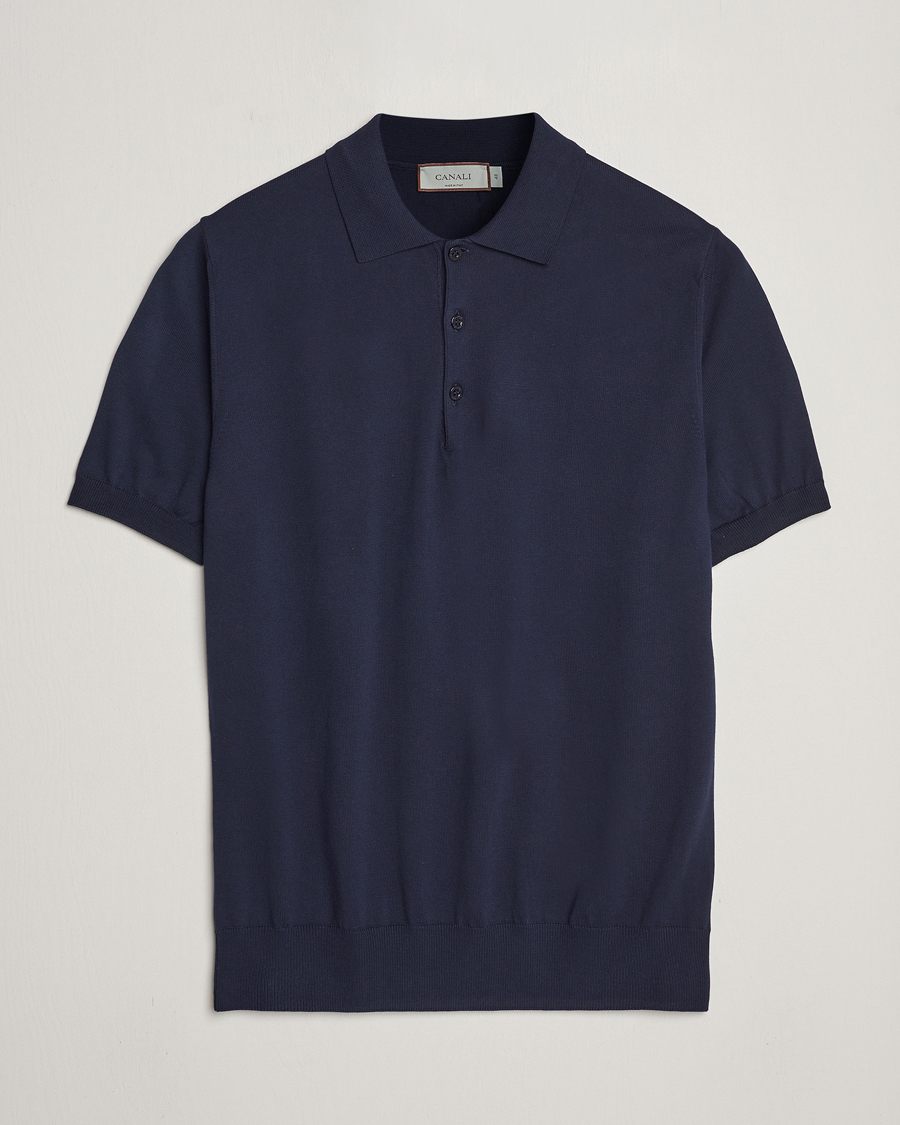 Heren | Polo's | Canali | Cotton Short Sleeve Polo Navy