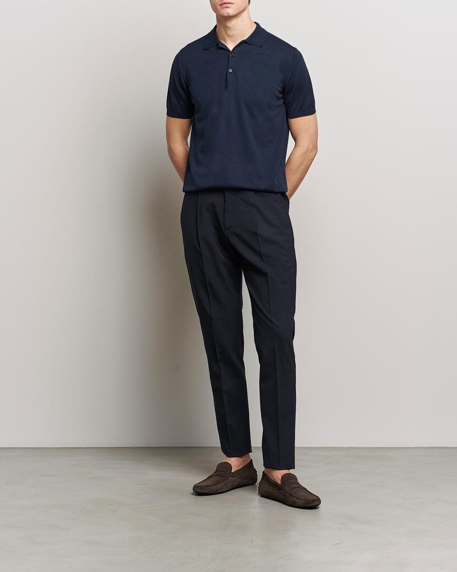 Heren | Polo's | Canali | Cotton Short Sleeve Polo Navy