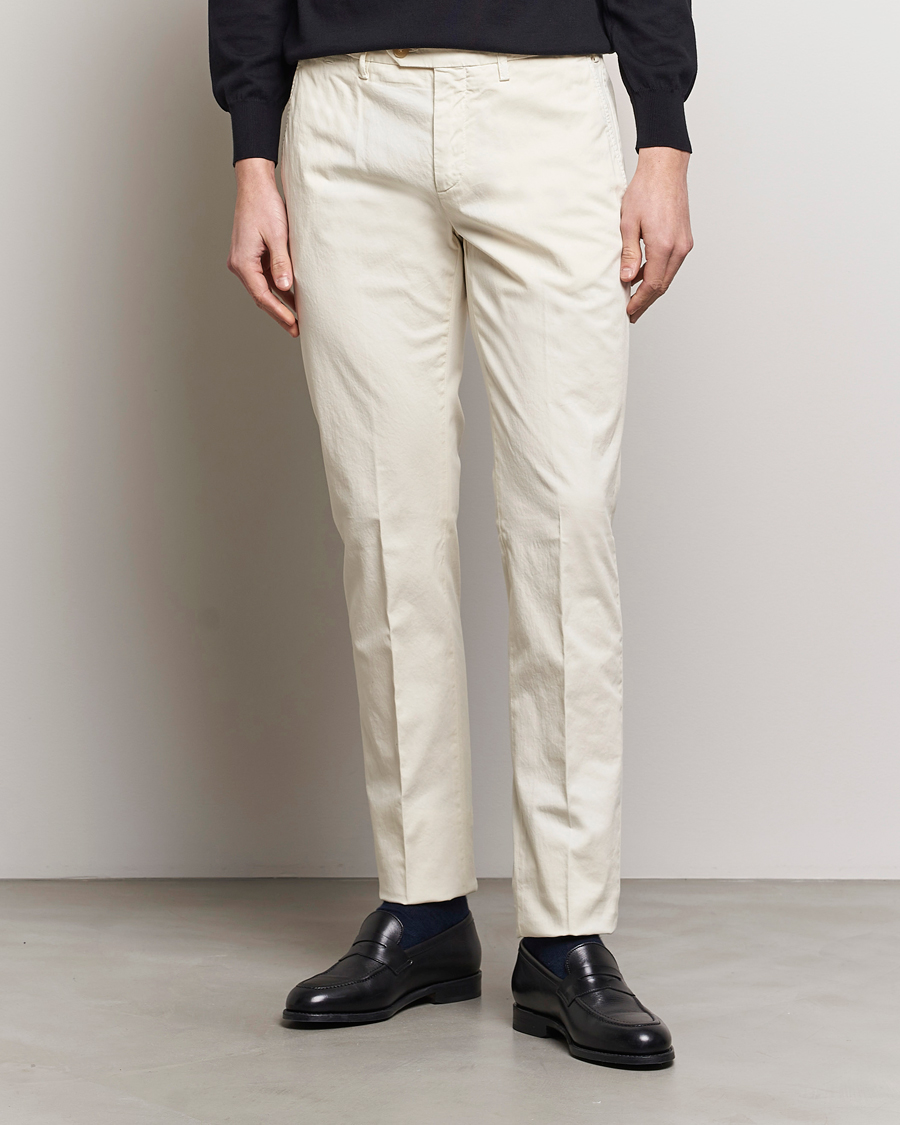 Heren | Afdelingen | Canali | Cotton Stretch Chinos Off White