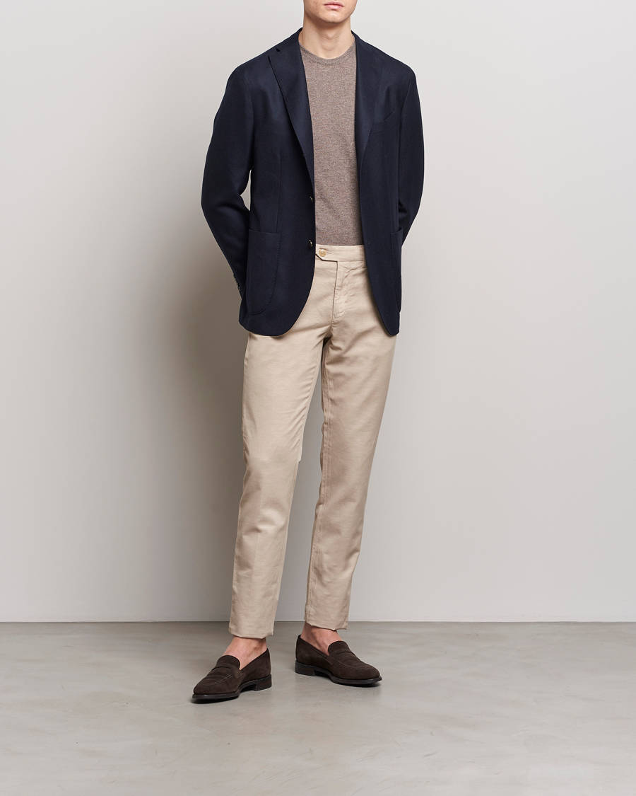 Heren | Broeken | Canali | Cotton/Linen Trousers Light Beige
