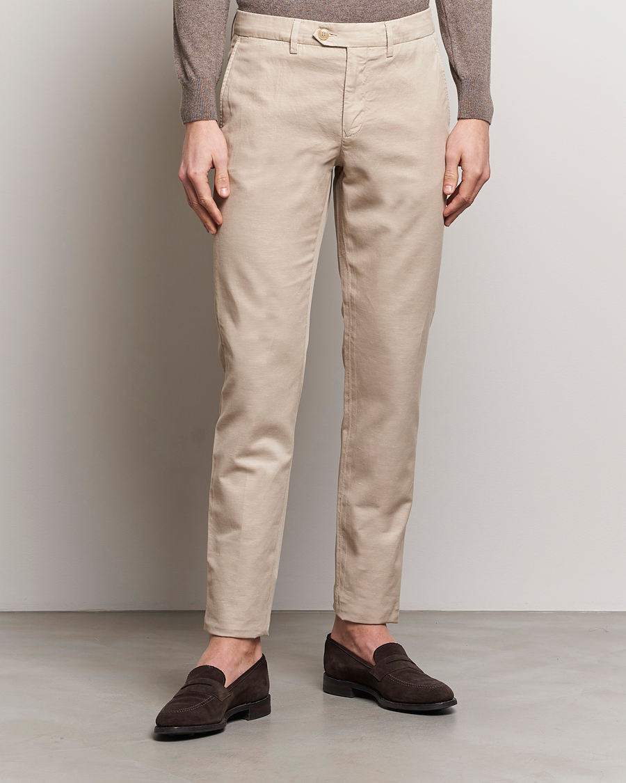 Heren | Canali | Canali | Cotton/Linen Trousers Light Beige