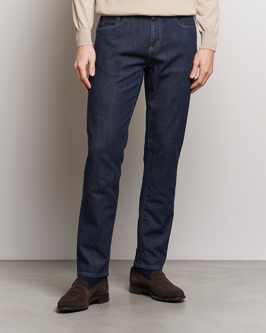 Heren | Blauwe jeans | Canali | Slim Fit 5-Pocket Jeans Dark Indigo