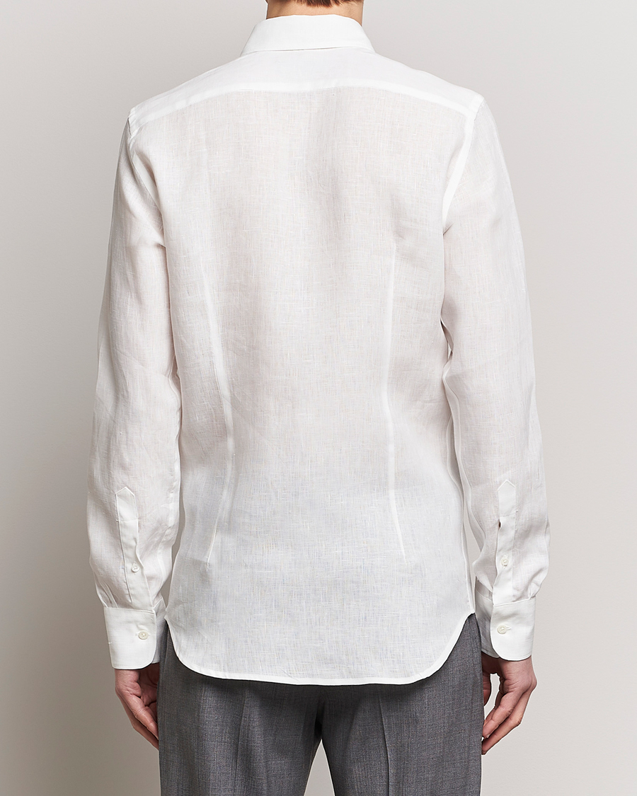 Heren | Overhemden | Canali | Slim Fit Linen Sport Shirt White