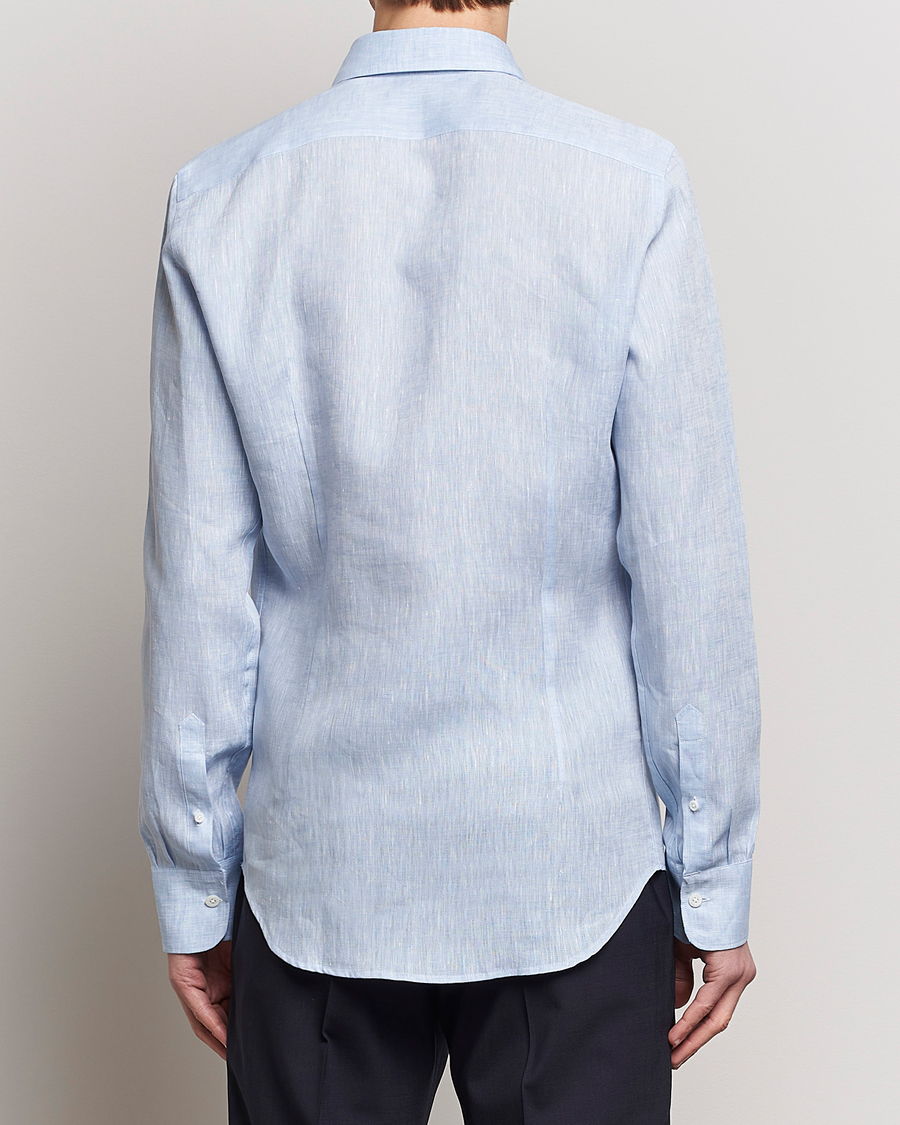 Heren | Overhemden | Canali | Slim Fit Linen Sport Shirt Light Blue