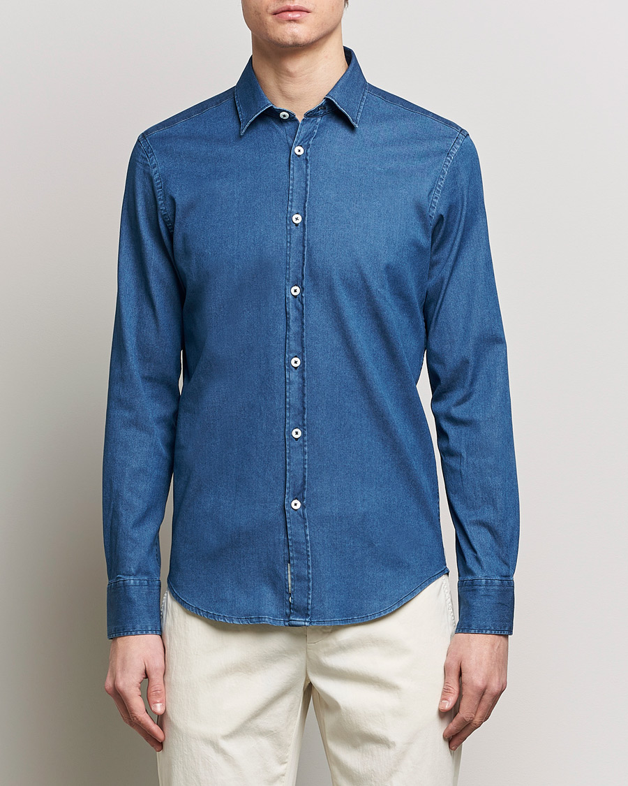 Heren | Overhemden | Canali | Slim Fit Denim Shirt Medium Washed
