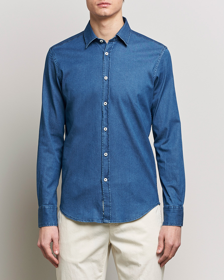 Heren | Kleding | Canali | Slim Fit Denim Shirt Medium Washed