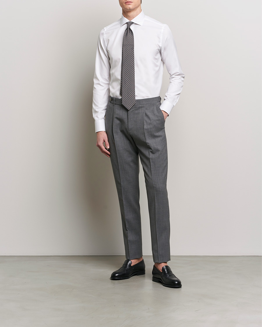 Heren | Quiet Luxury | Canali | Slim Fit Cotton Shirt White