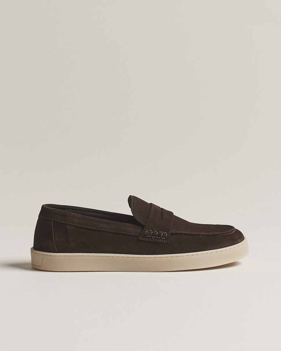 Heren | Canali Summer Loafers Dark Brown Suede | Canali | Summer Loafers Dark Brown Suede