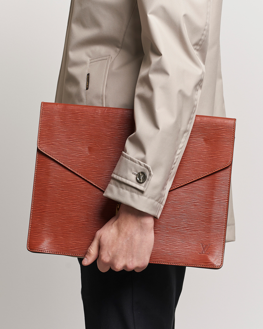 Heren | Pre-Owned & Vintage Bags | Louis Vuitton Pre-Owned | Senateur Epi Leather Document Case Brown