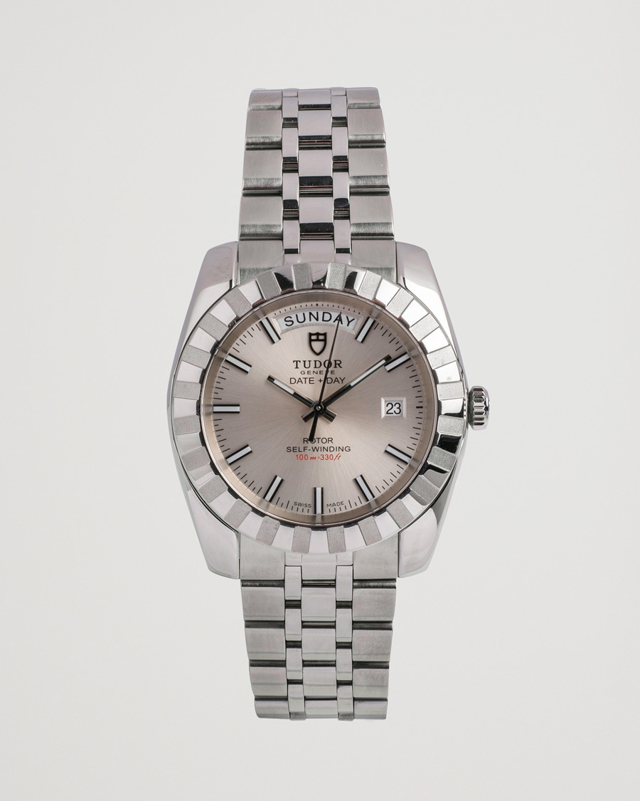 Heren | Tudor Pre-Owned Classic Date-Day 23010 Silver | Tudor Pre-Owned | Classic Date-Day 23010 Silver