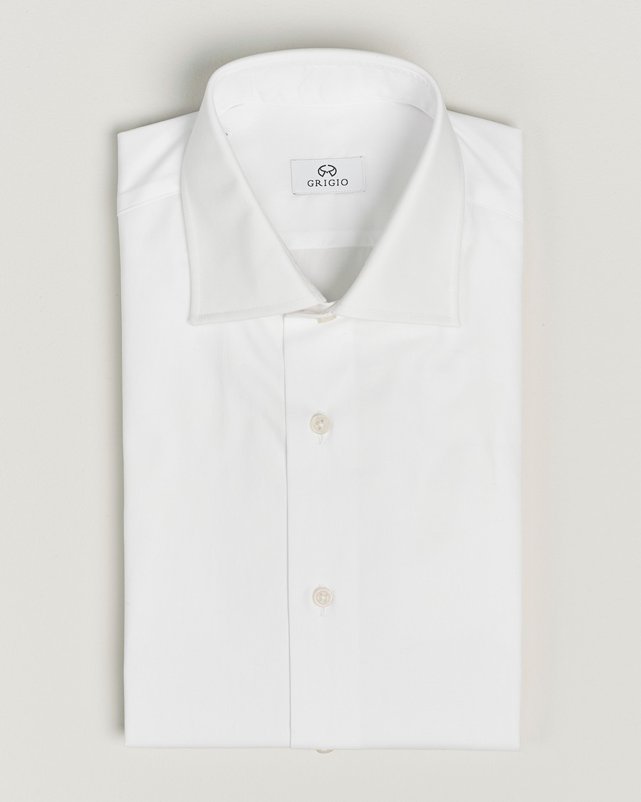 Heren | Overhemden | Grigio | Cotton Twill Dress Shirt White
