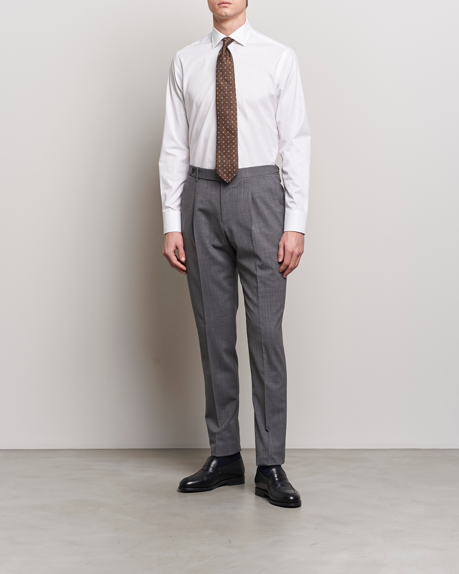 Heren | Formeel | Grigio | Cotton Twill Dress Shirt White