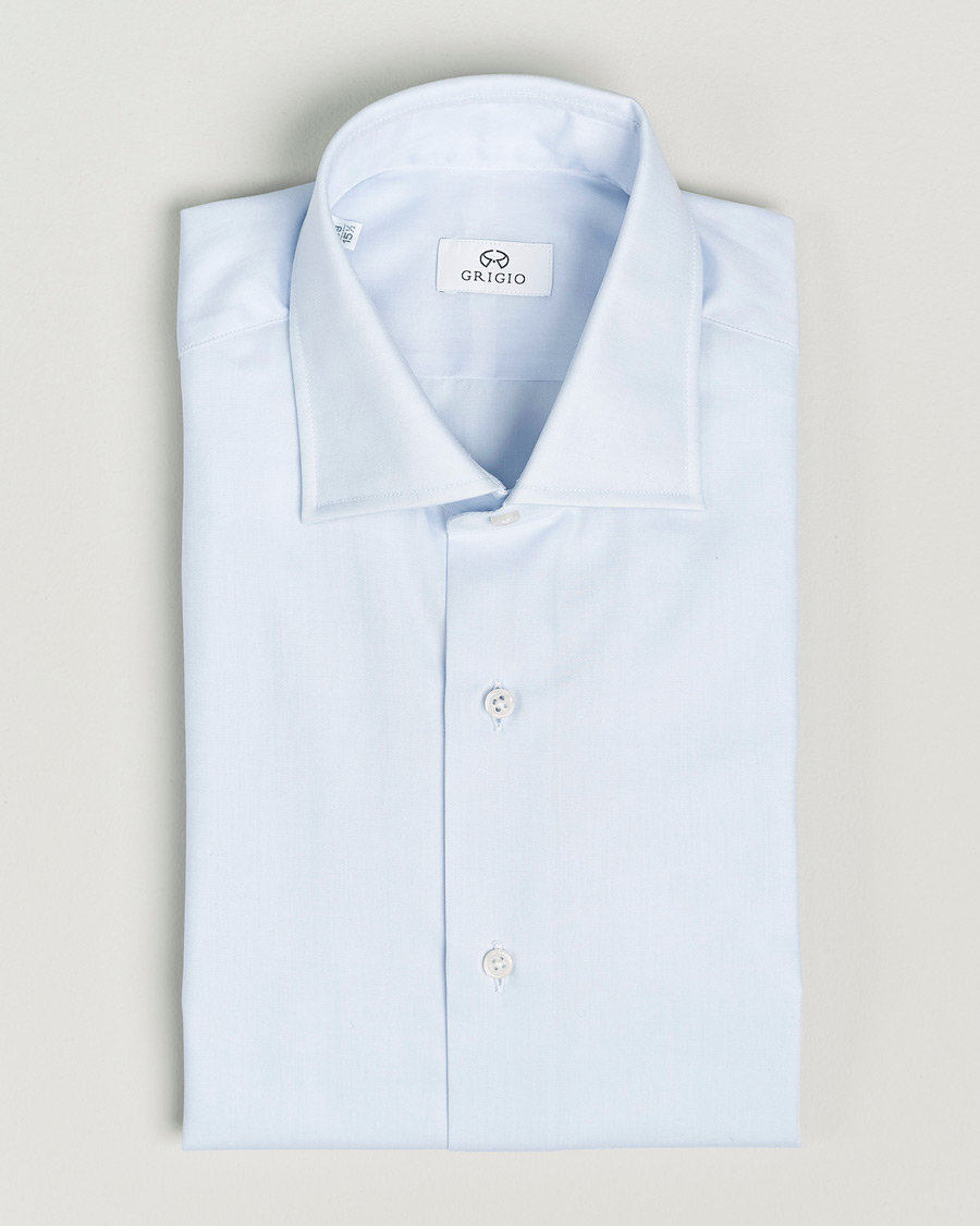Heren | Overhemden | Grigio | Cotton Twill Dress Shirt Light Blue